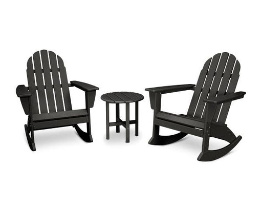Polywood Polywood Black Vineyard 3-Piece Adirondack Rocking Chair Set Black Rocking Chair PWS408-1-BL 190609064401