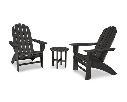 Polywood Polywood Black Vineyard 3-Piece Curveback Adirondack Set Black Adirondack Chair PWS418-1-BL 190609071355