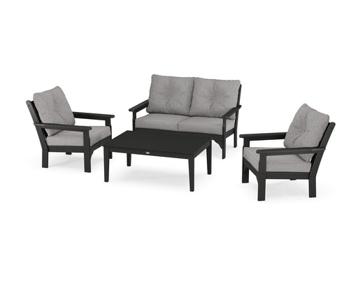 Polywood Polywood Black Vineyard 4-Piece Deep Seating Set Black / Grey Mist Seating Sets PWS317-2-BL145980 190609171437