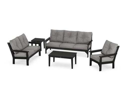 Polywood Polywood Black Vineyard 5 Piece Deep Seating Set Black / Grey Mist Seating Sets PWS318-2-BL145980 190609171505