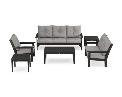 Polywood Polywood Black Vineyard 6-Piece Deep Seating Set Black / Grey Mist Seating Sets PWS316-2-BL145980 190609171338