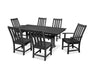 Polywood Polywood Black Vineyard 7-Piece Farmhouse Trestle Dining Set Black Dining Sets PWS340-1-BL 190609054303