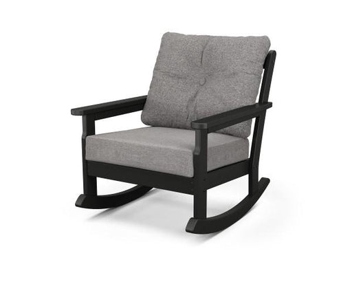 Polywood Polywood Black Vineyard Deep Seating Rocking Chair Black / Grey Mist Rocking Chair GNR23BL-145980 190609172281