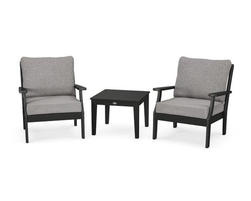 Polywood Polywood Braxton 3-Piece Deep Seating Set Black / Grey Mist Seating Sets PWS495-2-BL145980 190609173219