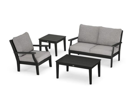 Polywood Polywood Braxton 4-Piece Deep Seating Set Black / Grey Mist Seating Sets PWS486-2-BL145980 190609172915