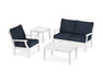 Polywood Polywood Braxton 4-Piece Deep Seating Set White / Marine Indigo Seating Sets PWS486-2-WH145991 190609172977