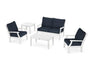 Polywood Polywood Braxton 5-Piece Deep Seating Set White / Marine Indigo Seating Sets PWS487-2-WH145991 190609173042