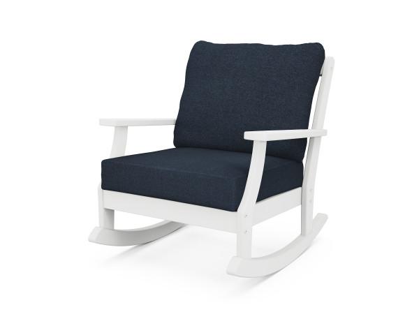 Polywood Polywood Braxton Deep Seating Rocking Chair White / Marine Indigo Rocking Chair 4501R-WH145991 190609134968