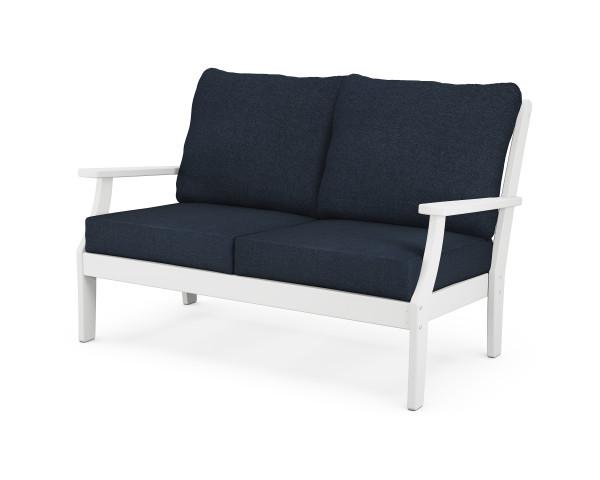 Polywood Polywood Braxton Deep Seating Settee White / Marine Indigo Seating Sets 4502-WH145991 190609139680