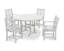 Polywood Polywood Chippendale 5-Piece Round Arm Chair Dining Set White Dining Sets PWS122-1-WH 845748050371