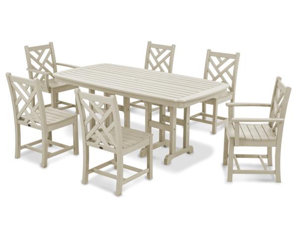 Polywood Polywood Chippendale 7-Piece Dining Set Sand Dining Sets PWS121-1-SA 190609038440