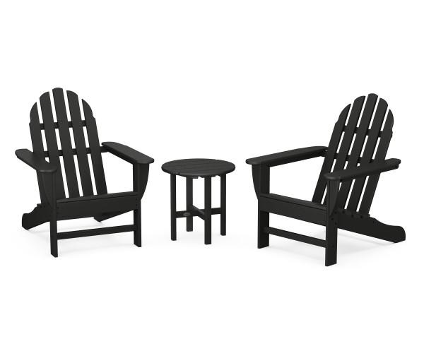 Polywood Polywood Classic Adirondack 3-Piece Set Black Adirondack Chair PWS417-1-BL 190609071232