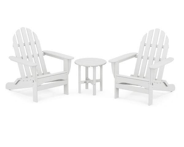 Polywood Polywood Classic Folding Adirondack 3-Piece Set White Adirondack Chair PWS214-1-WH 845748071222
