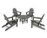 Polywood Polywood Classic Folding Adirondack 5-Piece Conversation Group Slate Grey Adirondack Chair PWS119-1-GY 845748050272