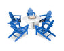 Polywood Polywood Classic Folding Adirondack 6-Piece Conversation Set with Fire Pit Table Pacific Blue Conversation Table PWS414-1-10357 190609066436