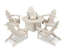 Polywood Polywood Classic Folding Adirondack 6-Piece Conversation Set with Fire Pit Table Sand Conversation Table PWS414-1-SA 190609066504