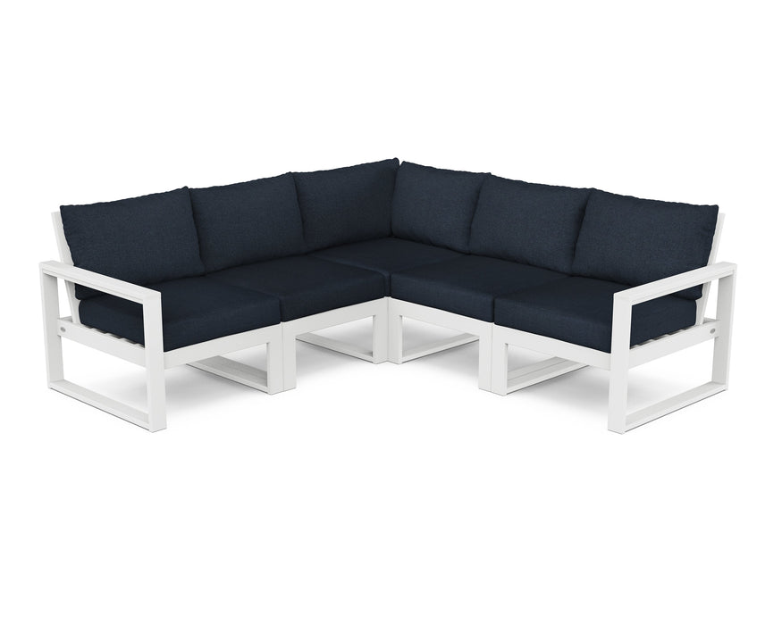 Polywood Polywood EDGE 5-Piece Modular Deep Seating Set White / Marine Indigo Seating Sets PWS522-2-WH145991 190609146152