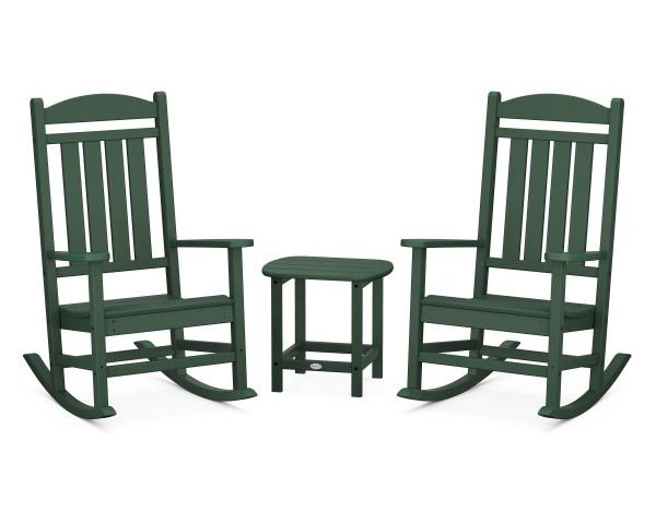 Polywood Polywood Green Presidential Rocker 3-Piece Set Green Rocking Chair PWS166-1-GR 190609007057