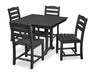 Polywood Polywood La Casa Caf‚ 5-Piece Farmhouse Trestle Side Chair Dining Set Black Dining Sets PWS438-1-BL 190609083679