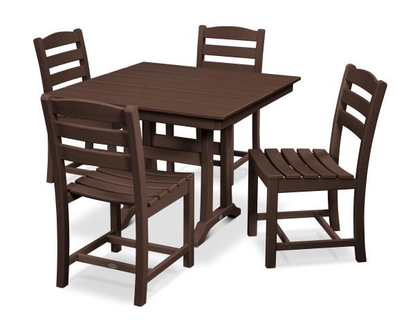 Polywood Polywood La Casa Caf‚ 5-Piece Farmhouse Trestle Side Chair Dining Set Mahogany Dining Sets PWS438-1-MA 190609083709