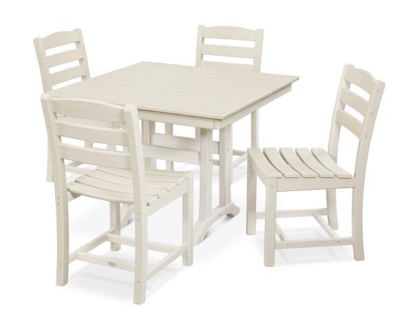 Polywood Polywood La Casa Caf‚ 5-Piece Farmhouse Trestle Side Chair Dining Set Sand Dining Sets PWS438-1-SA 190609083716