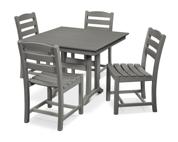 Polywood Polywood La Casa Caf‚ 5-Piece Farmhouse Trestle Side Chair Dining Set Slate Grey Dining Sets PWS438-1-GY 190609083693