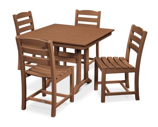 Polywood Polywood La Casa Caf‚ 5-Piece Farmhouse Trestle Side Chair Dining Set Teak Dining Sets PWS438-1-TE 190609083723