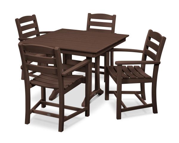 Polywood Polywood La Casa Cafe 5-Piece Farmhouse Trestle Arm Chair Dining Set Mahogany Dining Sets PWS437-1-MA 190609083587