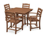 Polywood Polywood La Casa Cafe 5-Piece Farmhouse Trestle Arm Chair Dining Set Teak Dining Sets PWS437-1-TE 190609083600