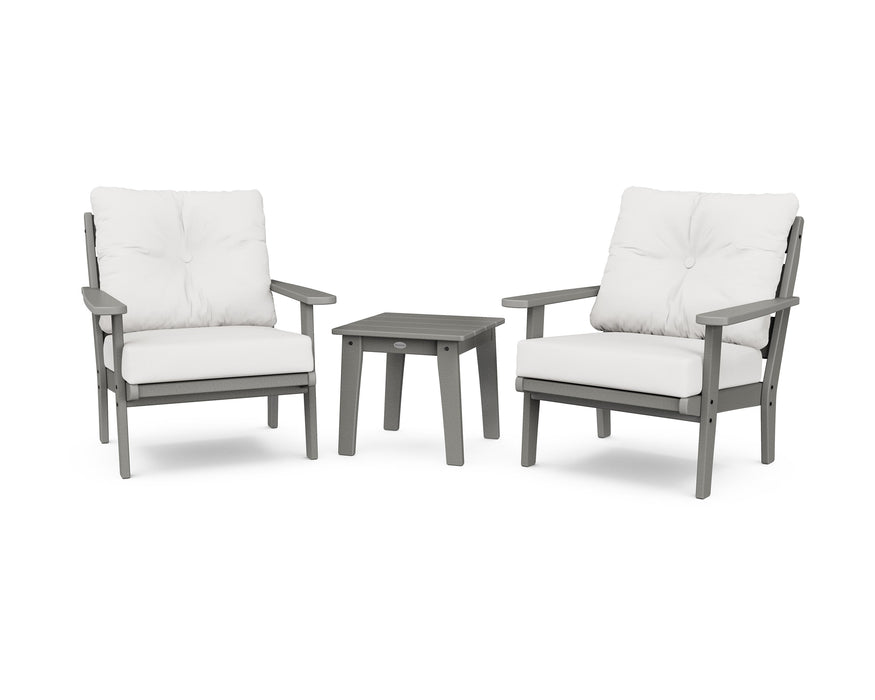 Polywood Polywood Lakeside 3-Piece Deep Seating Chair Set Slate Grey / Natural Linen Seating Sets PWS518-2-GY152939 190609143908