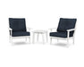 Polywood Polywood Lakeside 3-Piece Deep Seating Chair Set White / Marine Indigo Seating Sets PWS518-2-WH145991 190609143885