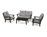 Polywood Polywood Lakeside 4-Piece Deep Seating Set Black / Grey Mist Seating Sets PWS520-2-BL145980 190609145810