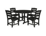 Polywood Polywood Lakeside 5-Piece Round Side Chair Dining Set Black Dining Sets PWS517-1-BL 190609144080