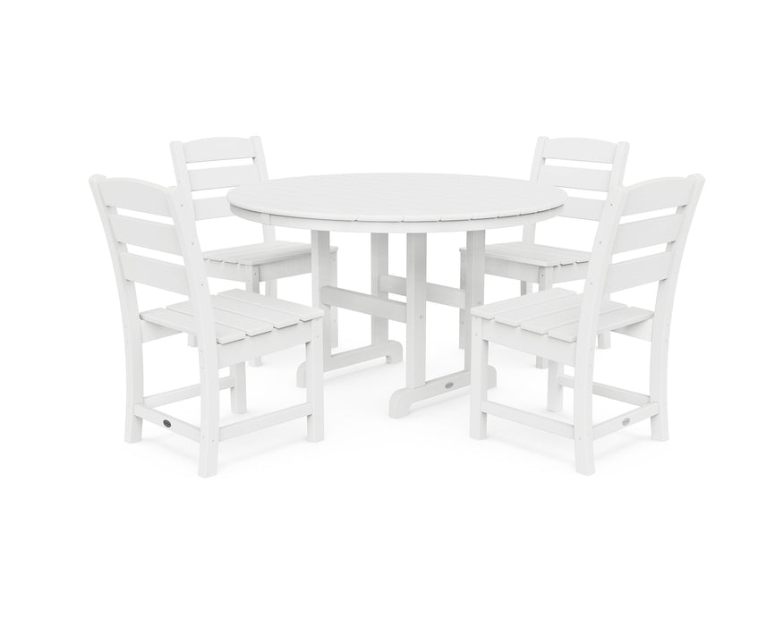 Polywood Polywood Lakeside 5-Piece Round Side Chair Dining Set White Dining Sets PWS517-1-WH 190609144141
