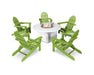 Polywood Polywood Lime Classic Folding Adirondack 6-Piece Conversation Set with Fire Pit Table Lime Conversation Table PWS414-1-10356 190609066429
