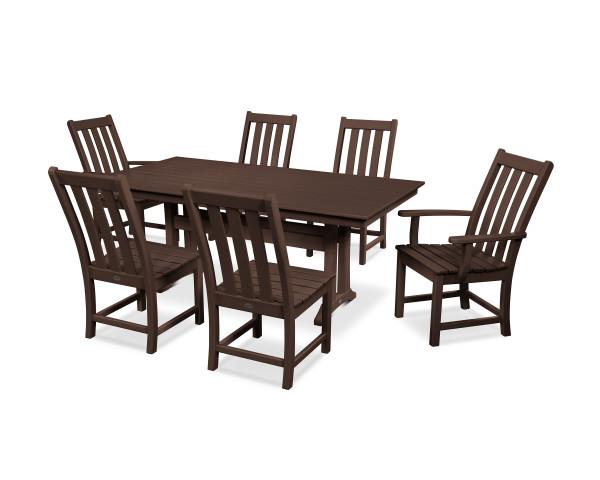 Polywood Polywood Mahogany Vineyard 7-Piece Farmhouse Trestle Dining Set Mahogany Dining Sets PWS340-1-MA 190609054334