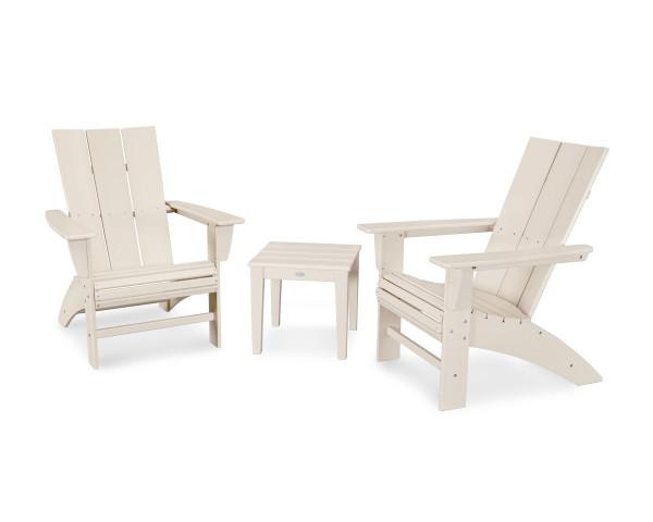 Polywood Polywood Modern 3-Piece Curveback Adirondack Set Sand Adirondack Chair PWS420-1-SA 190609071782