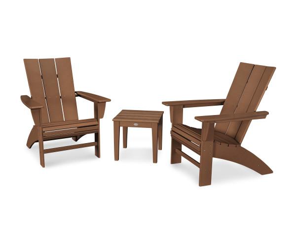 Polywood Polywood Modern 3-Piece Curveback Adirondack Set Teak Adirondack Chair PWS420-1-TE 190609071799