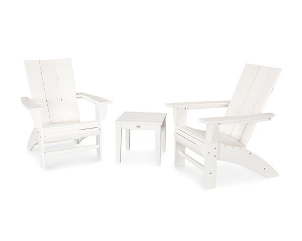 Polywood Polywood Modern 3-Piece Curveback Adirondack Set White Adirondack Chair PWS420-1-WH 190609071805