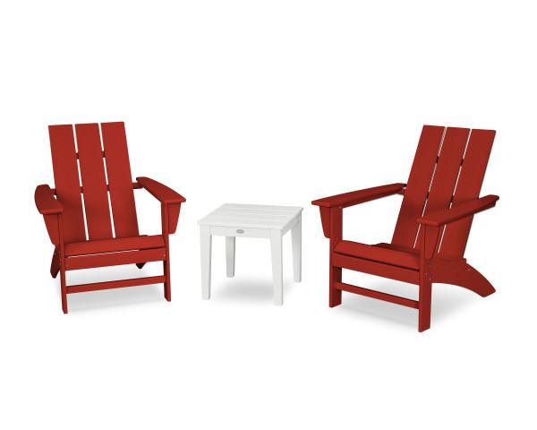 Polywood Polywood Modern Adirondack 3-Piece Set Crimson Red Adirondack Chair PWS502-1-10447 190609133305