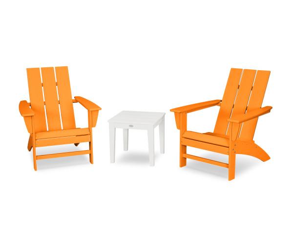 Polywood Polywood Modern Adirondack 3-Piece Set Tangerine Adirondack Chair PWS502-1-10452 190609133350