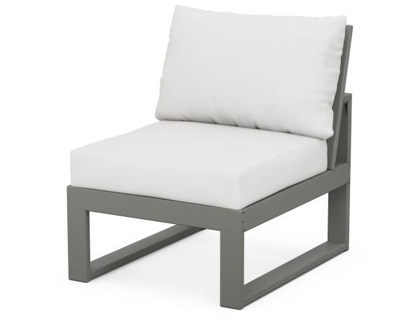 Polywood Polywood Modular Armless Chair Slate Grey / Natural Linen Chairs 4601C-GY152939 190609140129