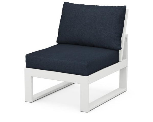 Polywood Polywood Modular Armless Chair White / Marine Indigo Chairs 4601C-WH145991 190609140280