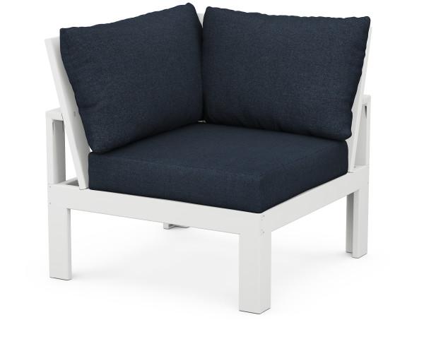 Polywood Polywood Modular Corner Chair White / Marine Indigo Sectional Corner Chair 4604-WH145991 190609136184