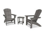 Polywood Polywood Nautical 3-Piece Curveback Adirondack Set Slate Grey Adirondack Chair PWS419-1-GY 190609071577