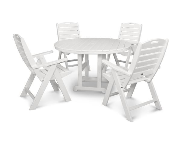 Polywood Polywood Nautical 5-Piece Dining Set White Dining Sets PWS260-1-WH 845748094979