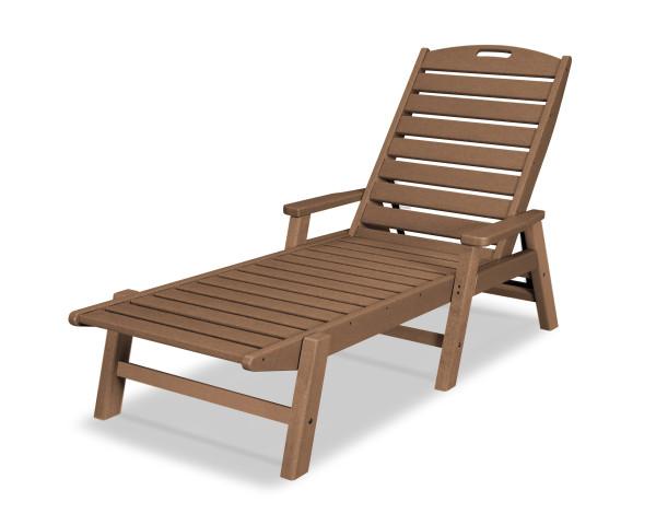 Polywood Polywood Nautical Chaise with Arms Teak Chaise Lounger NCC2280TE 845748001762