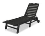 Polywood Polywood Nautical Chaise with Wheels Black Chaise Lounger NAW2280BL 845748037327