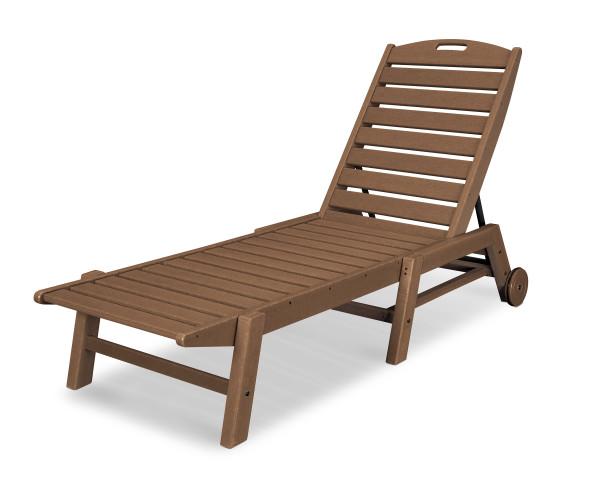 Polywood Polywood Nautical Chaise with Wheels Teak Chaise Lounger NAW2280TE 845748041782