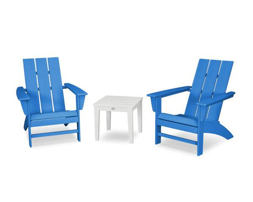 Polywood Polywood Pacific Blue Modern Adirondack 3-Piece Set Pacific Blue Adirondack Chair PWS502-1-10450 190609133336